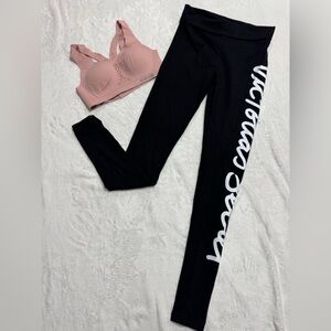 Victoria's Secret Black Leggings and Pink Sport Bra